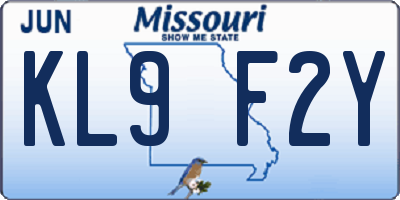 MO license plate KL9F2Y