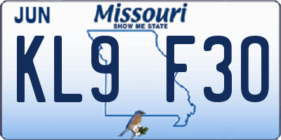 MO license plate KL9F3O