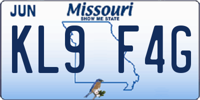 MO license plate KL9F4G