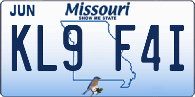 MO license plate KL9F4I