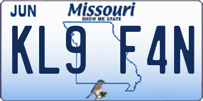MO license plate KL9F4N