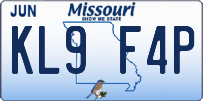 MO license plate KL9F4P