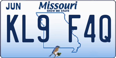 MO license plate KL9F4Q