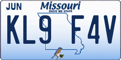 MO license plate KL9F4V