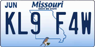 MO license plate KL9F4W