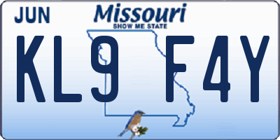 MO license plate KL9F4Y