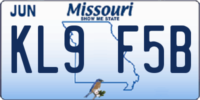 MO license plate KL9F5B