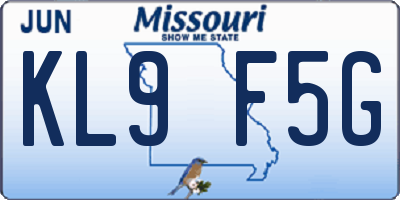 MO license plate KL9F5G