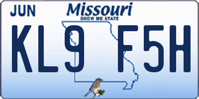 MO license plate KL9F5H