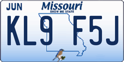 MO license plate KL9F5J