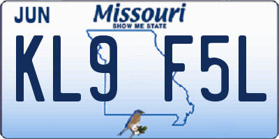 MO license plate KL9F5L