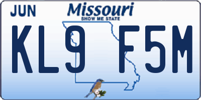 MO license plate KL9F5M