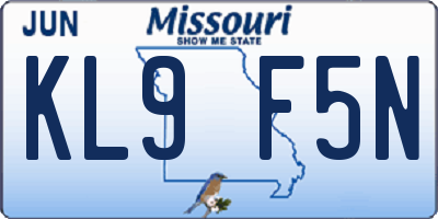 MO license plate KL9F5N