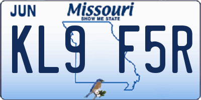 MO license plate KL9F5R