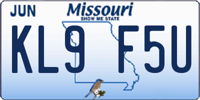 MO license plate KL9F5U