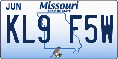 MO license plate KL9F5W