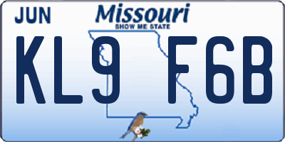 MO license plate KL9F6B