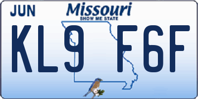 MO license plate KL9F6F