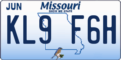 MO license plate KL9F6H