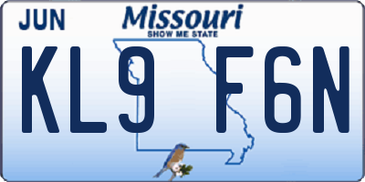 MO license plate KL9F6N