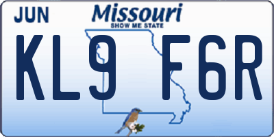 MO license plate KL9F6R