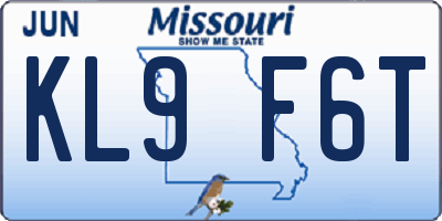 MO license plate KL9F6T