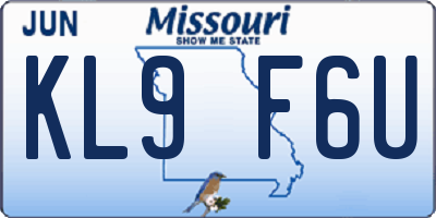 MO license plate KL9F6U