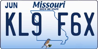 MO license plate KL9F6X