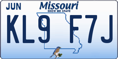 MO license plate KL9F7J
