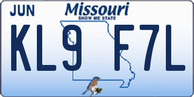 MO license plate KL9F7L