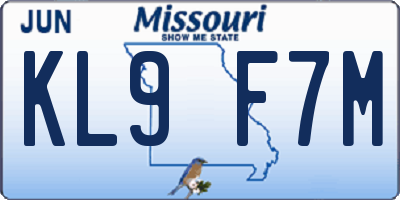 MO license plate KL9F7M