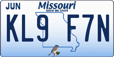 MO license plate KL9F7N