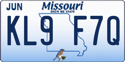 MO license plate KL9F7Q