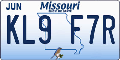 MO license plate KL9F7R