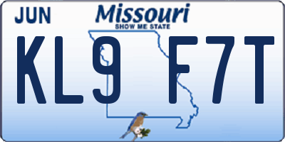 MO license plate KL9F7T