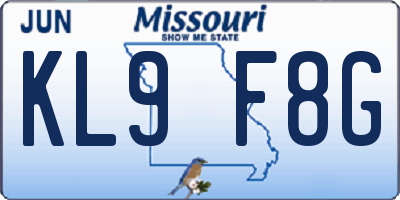 MO license plate KL9F8G