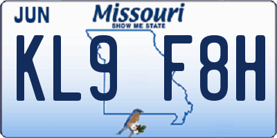 MO license plate KL9F8H