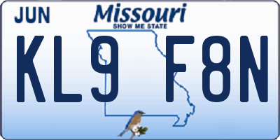 MO license plate KL9F8N