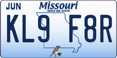 MO license plate KL9F8R