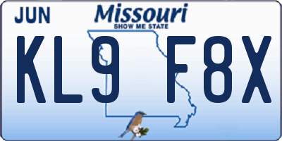 MO license plate KL9F8X