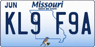 MO license plate KL9F9A