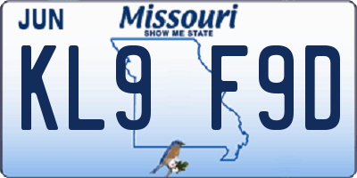 MO license plate KL9F9D