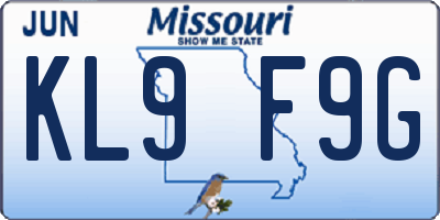 MO license plate KL9F9G