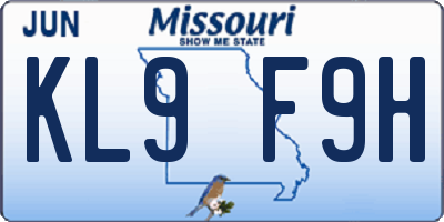MO license plate KL9F9H