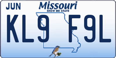 MO license plate KL9F9L