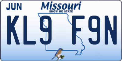 MO license plate KL9F9N
