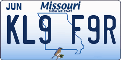 MO license plate KL9F9R
