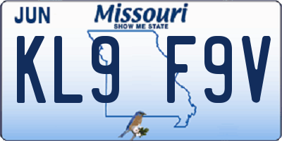 MO license plate KL9F9V