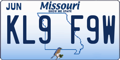 MO license plate KL9F9W