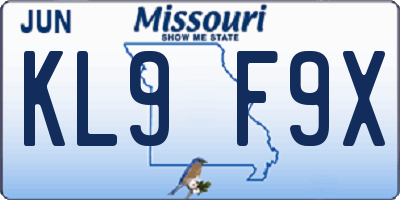 MO license plate KL9F9X